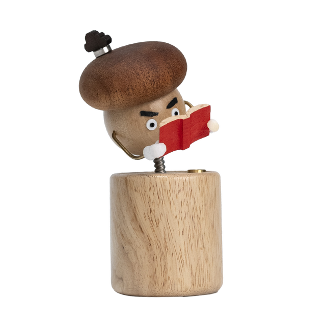 JHISEN Little Bookshroom — Handcrafted Wooden Mushroom Automaton