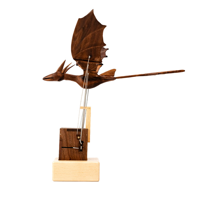 JHISEN Handcrafted Wooden Dragon Automaton | Kinetic Desk Sculpture