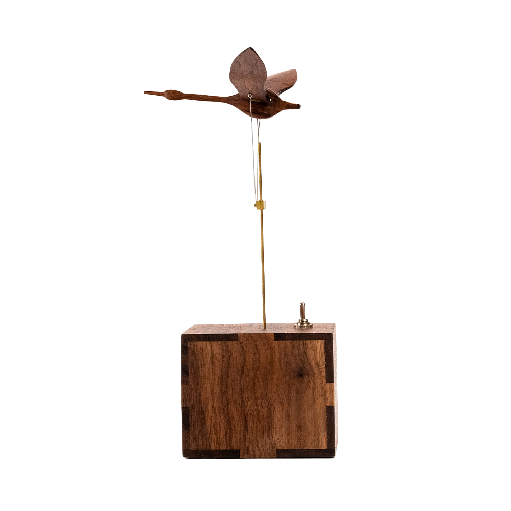 JHISEN Handcrafted Wooden Swan Automaton | Kinetic Desk Sculpture