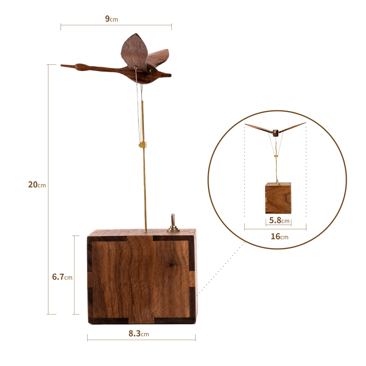 JHISEN Handcrafted Wooden Swan Automaton | Kinetic Desk Sculpture