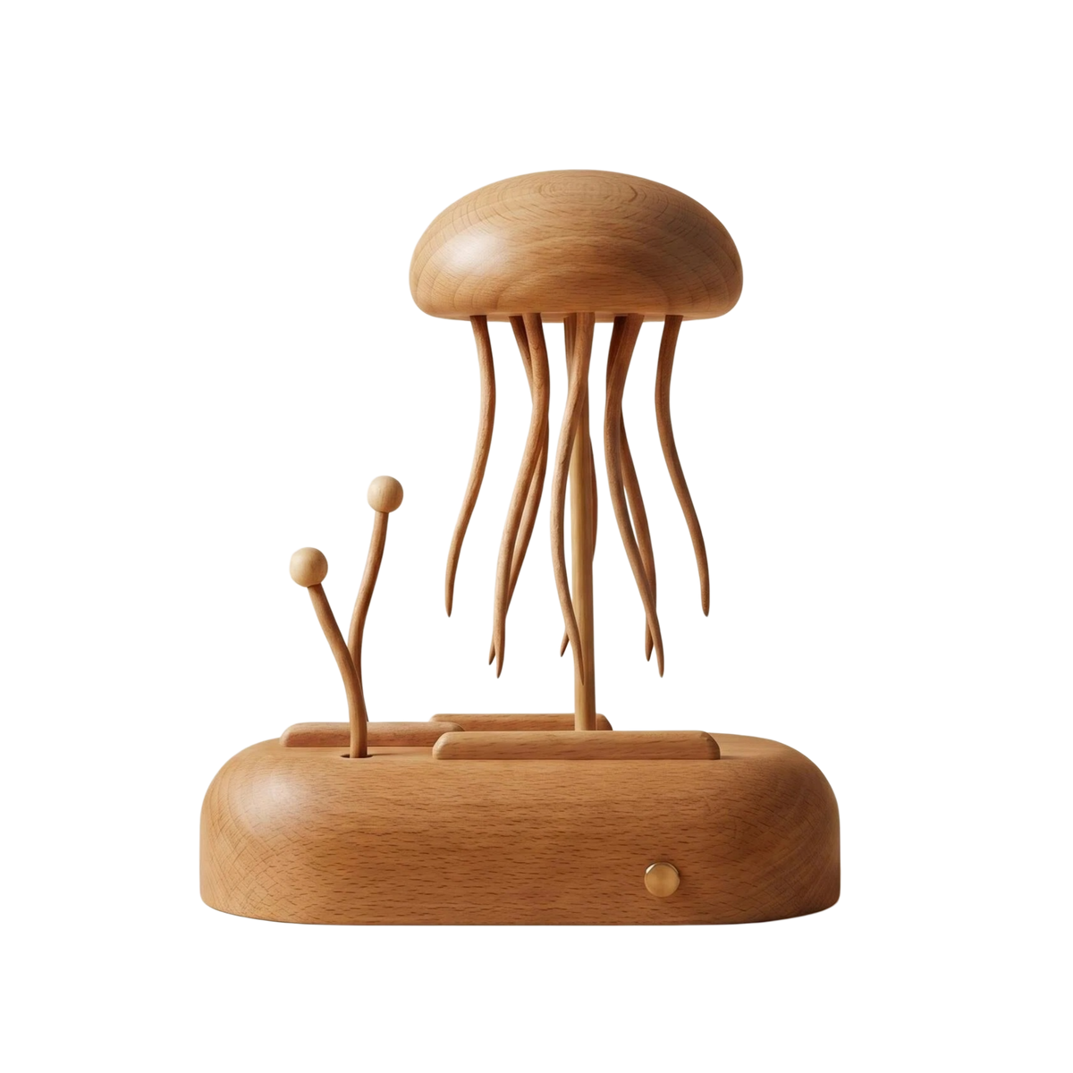 JHISEN Handcrafted Wooden Big Jellyfish Automaton | Kinetic Desk Sculpture