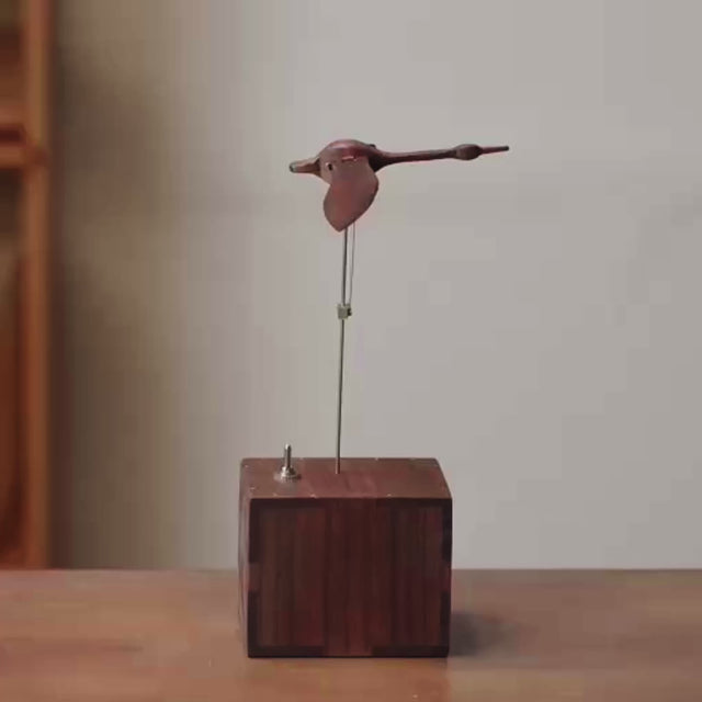 JHISEN Handcrafted Wooden Swan Automaton | Kinetic Desk Sculpture