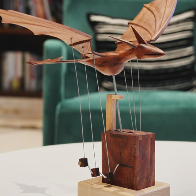 JHISEN Handcrafted Wooden Dragon Automaton | Kinetic Desk Sculpture