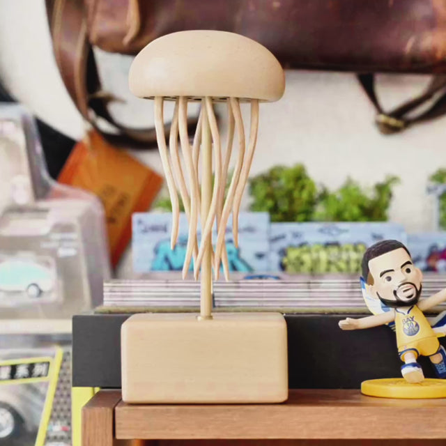 JHISEN Handcrafted Wooden Jellyfish Automaton | Kinetic Desk Sculpture